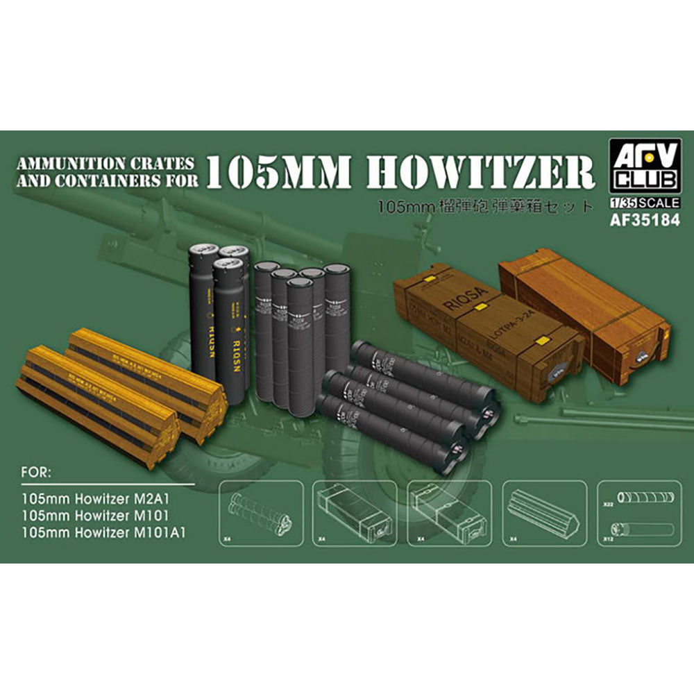 AFV Club AF35184 105mm Howitzer Ammo & Accessories 1:35 Model Kit