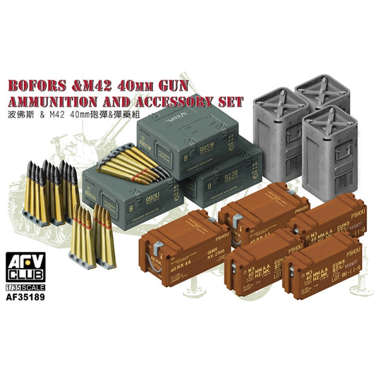 AFV Club AF35189 Bofors & M42 40mm Ammo & Accessories Set 1:35 Model Kit
