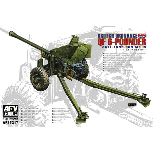 AFV Club AF35217 QF Mk 4 6 Pdr British Anti-tank Gun Late 1:35 Model Kit