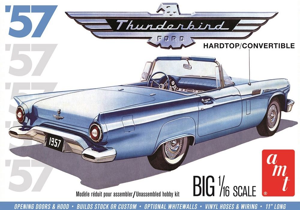 AMT 1206M 1957 Ford Thunderbird Hardtop/Convertible Car 1:16 Model Kit
