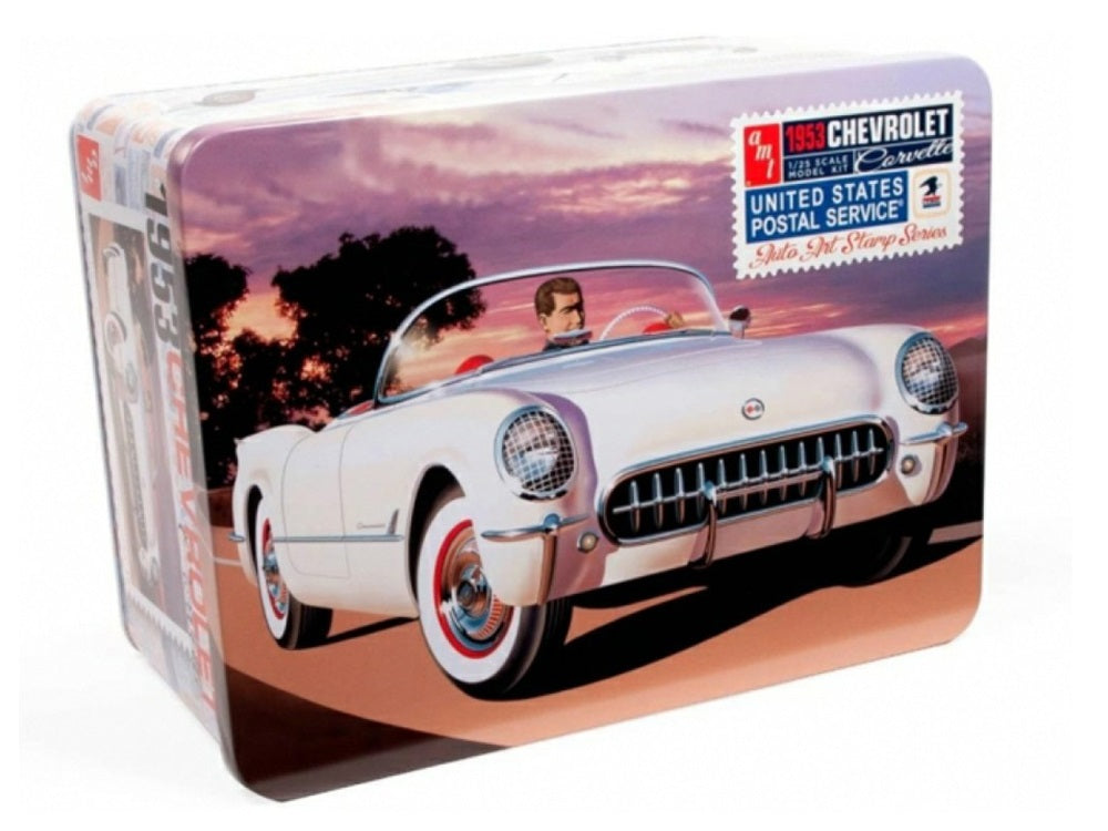 AMT 1244 1953 Chevy Corvette (USPS Stamp Series Collector Tin) 1:25 Model Kit
