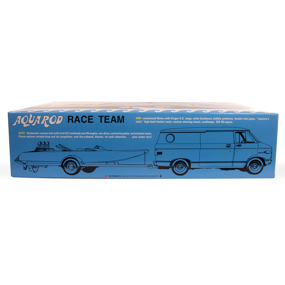 AMT 1338 Aquarod Race Team 1975 Chevy Van w/Drag/Ski Boat Trailer 1:25 Model Kit