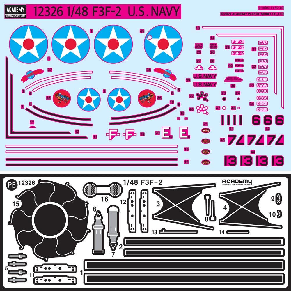 Academy Models 12326 USN F3F-2 VF-6 Fighting Six 1:48 Plane Plastic Model Kit