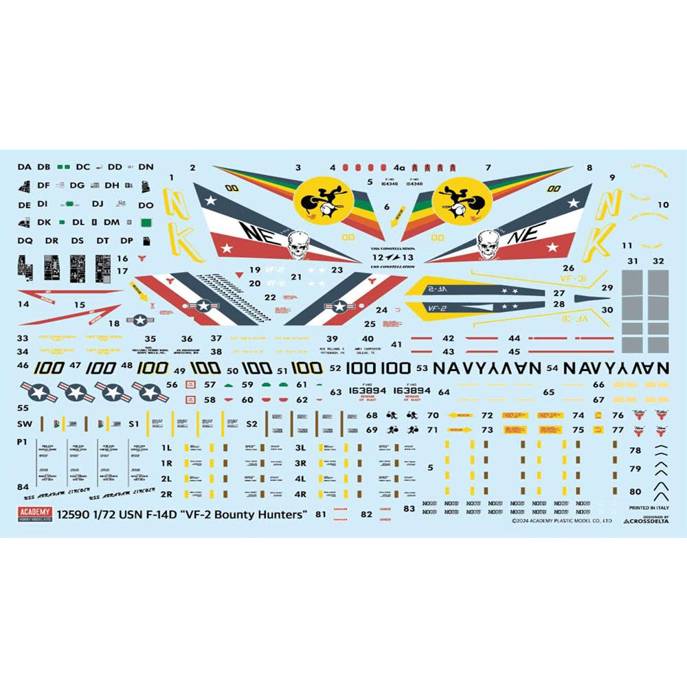 Academy 12590 US Navy F-14D Tomcat VF-2 'Bounty Hunters' 1:72 Model Kit