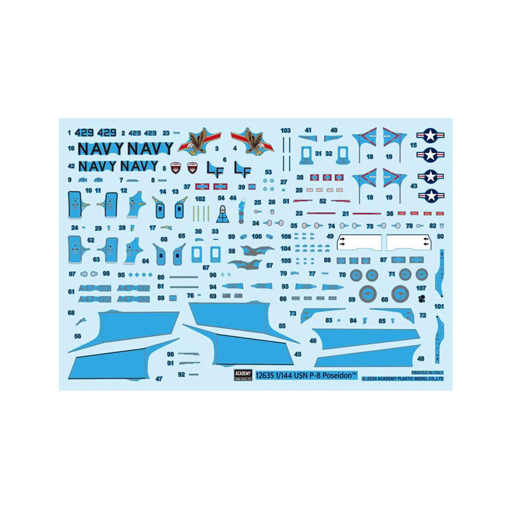 Academy 12635 US Navy P-8A Poseidon Maritime Patrol Aircraft 1:144 Model Kit