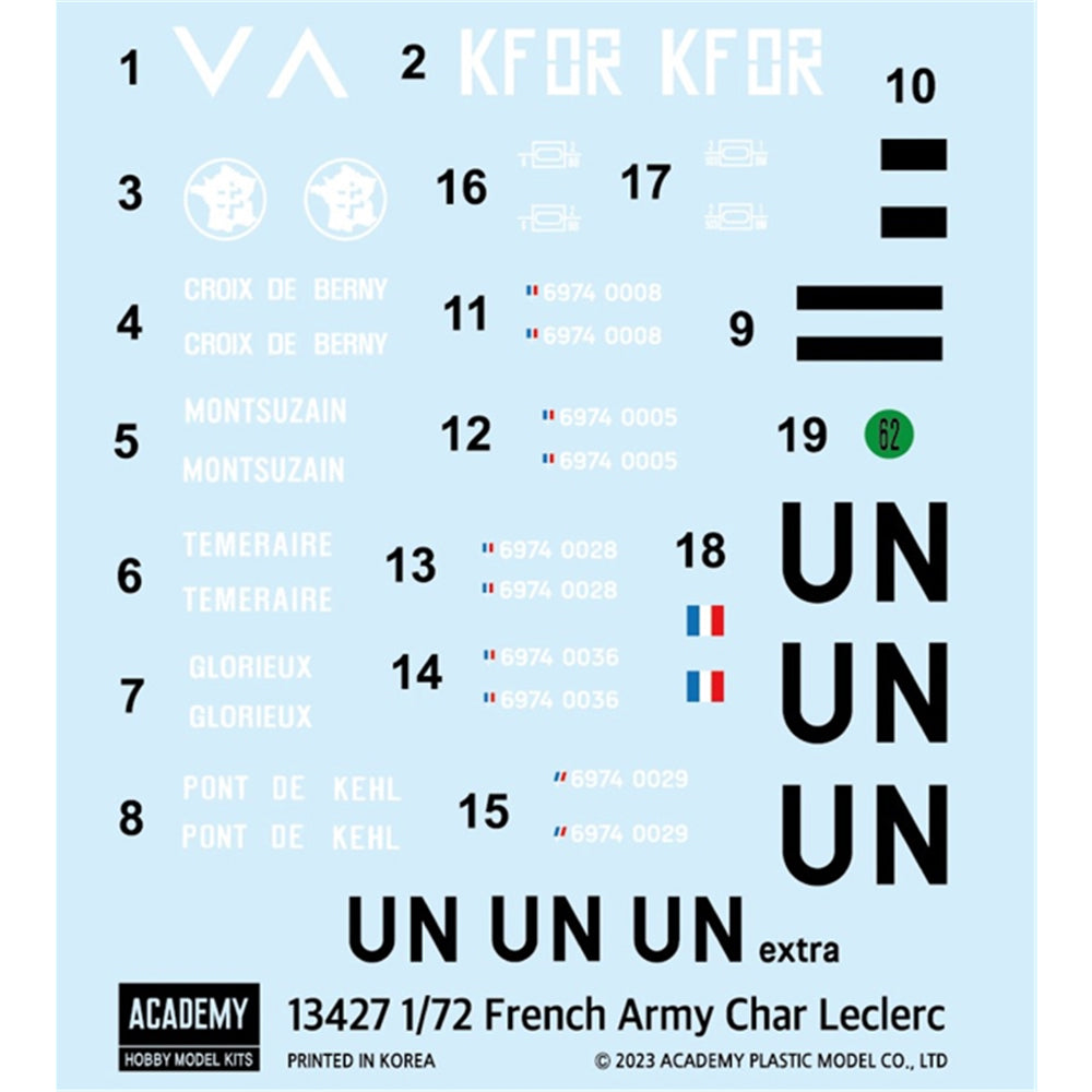 Academy 13427 French Army Char Leclerc Late 1990s 1:72 Model Kit