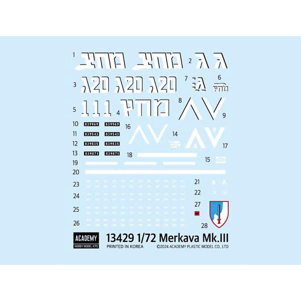Academy 13429 IDF Merkava MkIII 1990/91 1:72 Model Kit