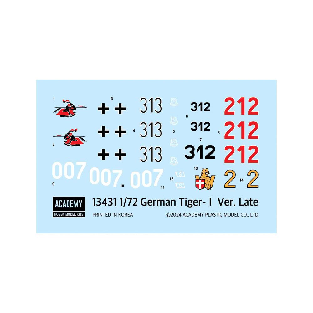 Academy 13431 German Tiger I Late, ca 1944 1:72 Model Kit
