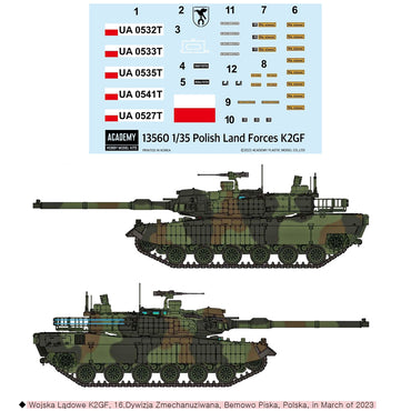 Academy 13560 Polish Land Forces K2GF MBT 2023 1:35 Model Kit