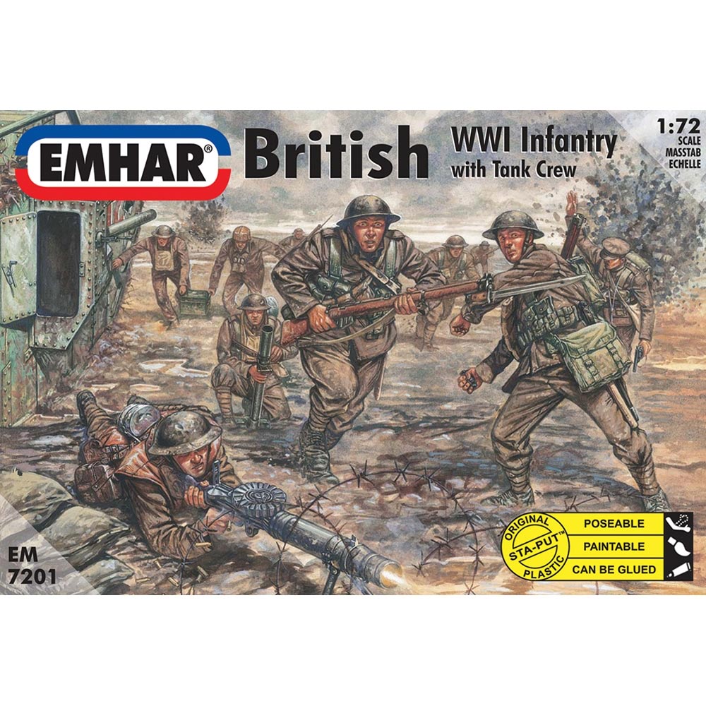 Emhar 7201 British Infantry & Tank Crew WWI Figures 1:72 Plastic Model Kit