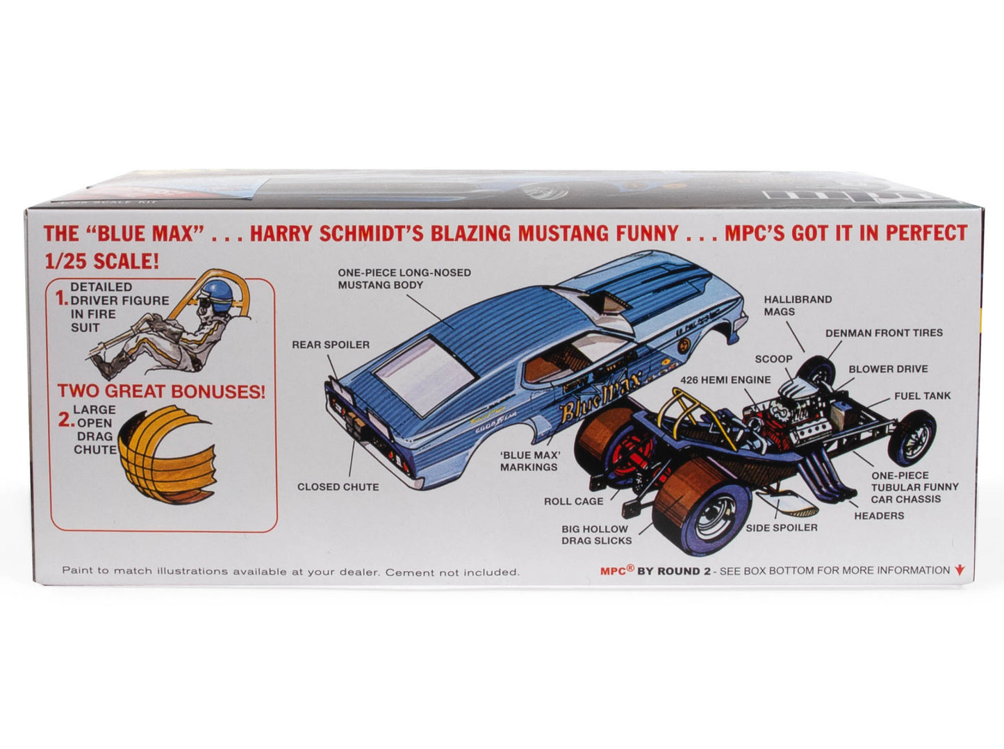 MPC 930 Blue Max Long Nose Mustang Funny Car 1:25 Model Kit