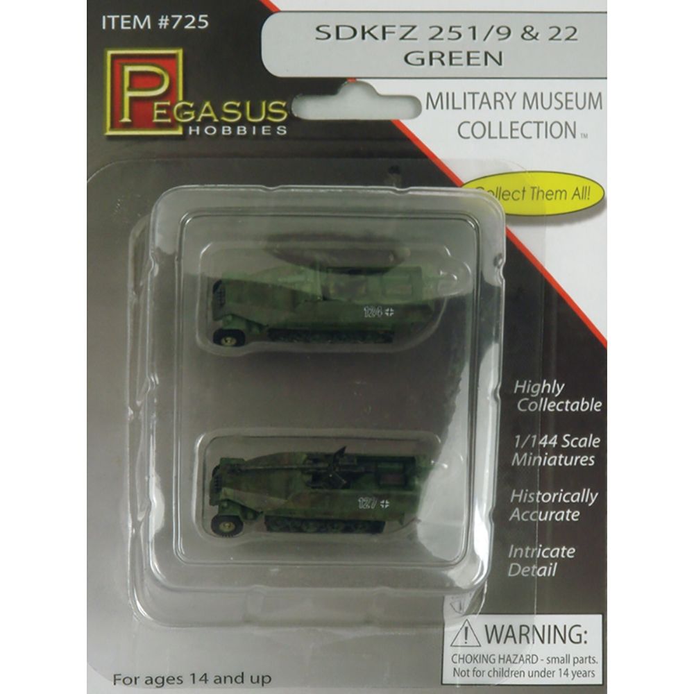 Pegasus 725 German Army SdKfz 251/9 & 251/22 Green Half-Tracks Model Kit