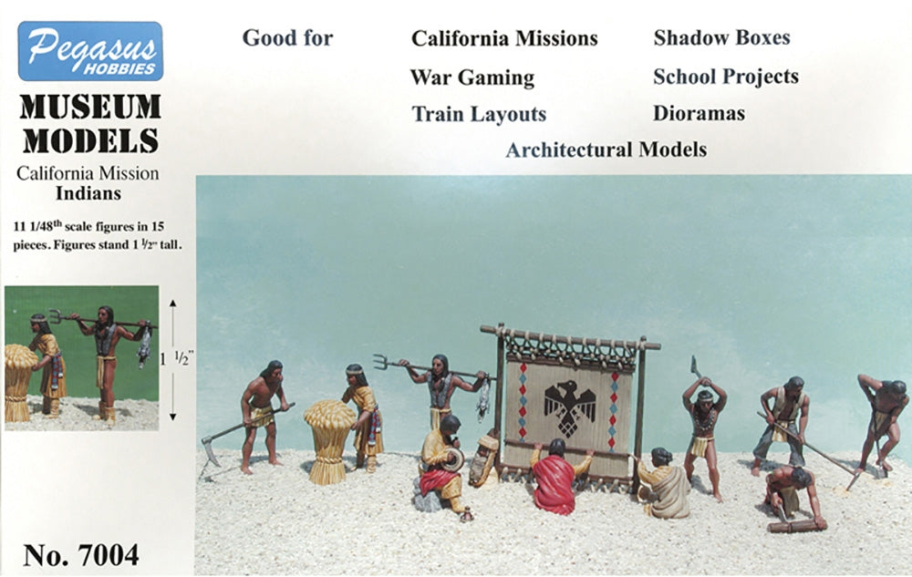 Pegasus 7004 California Mission Indian Figures (Qty 11) 1:48 Model Kit