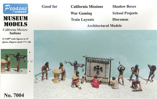 Pegasus 7004 California Mission Indian Figures (Qty 11) 1:48 Model Kit