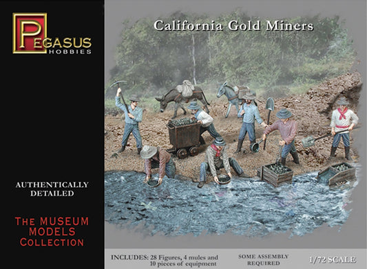 Pegasus 7050 California Gold Miner Figures (Qty 32 & 10) 1:72 Model Kit