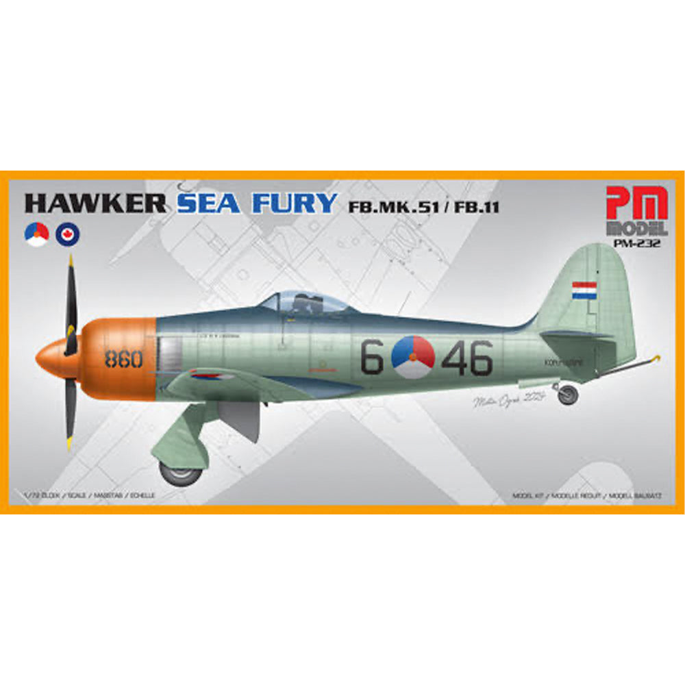 PM Model 232 Hawker Sea Fury FB-51 Dutch Navy/FB-11 Canadian Navy 1:72 Model Kit