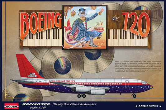 Roden 315 US 1974 Boeing 720 'The Starship' Elton John 1:144 Model Kit
