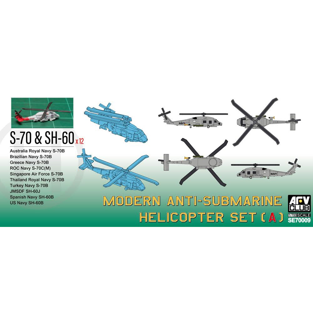 AFV Club 70009 Modern Anti-Submarine Helicopter Set A S-70/SH-60 1:700 Model Kit