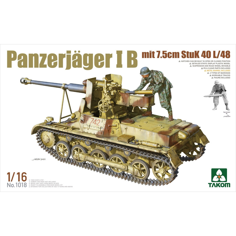Takom 1018 German Panzerjager IB w/ 7.5cm StuK 40 L/48 1:16 Plastic Model Kit