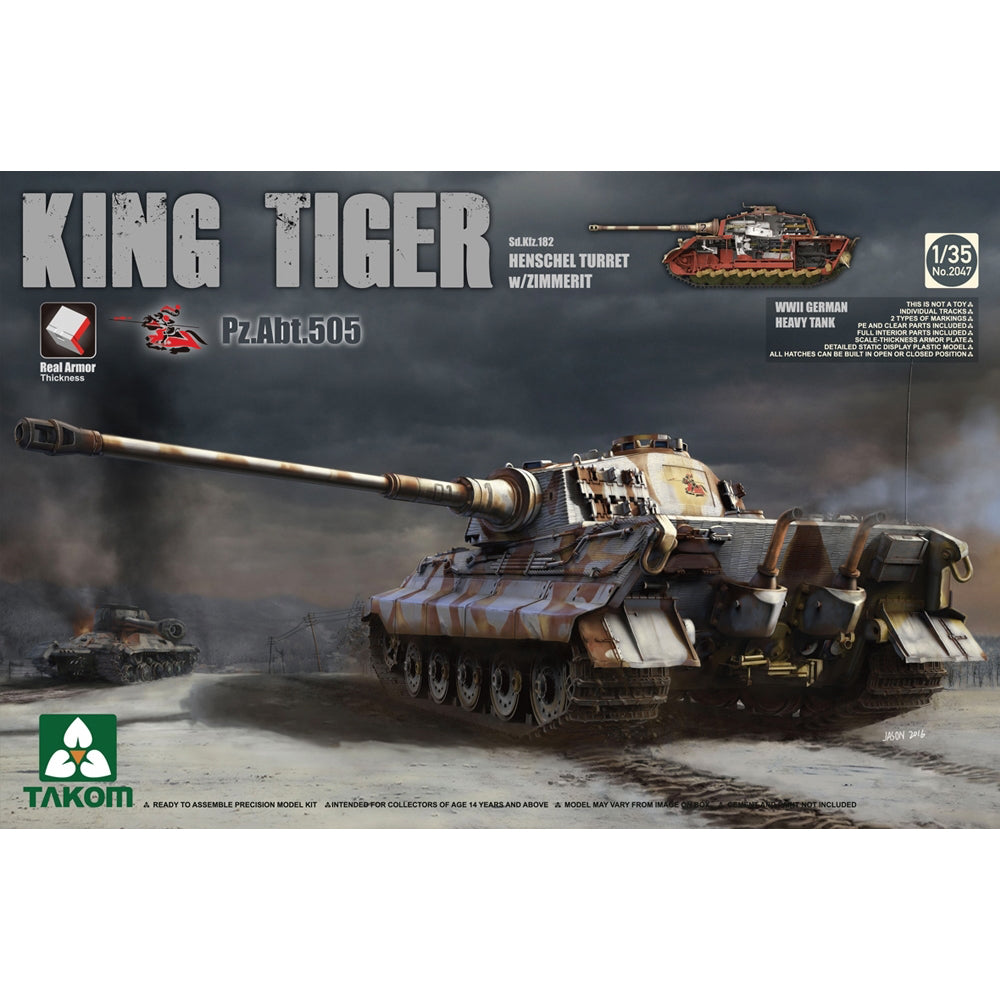 Takom 2047 King Tiger H Heavy Tank w/Zimmerit & Interior Special 1:35 Model Kit
