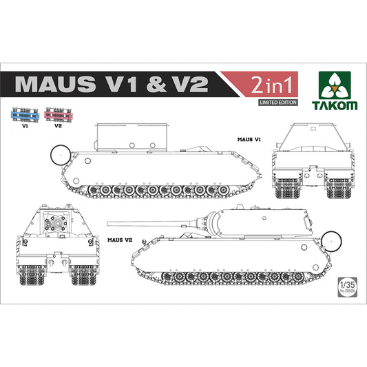 Takom 2050X Maus V1 & V2 2 in 1 (Limited Edition) 1:35 Model Kit