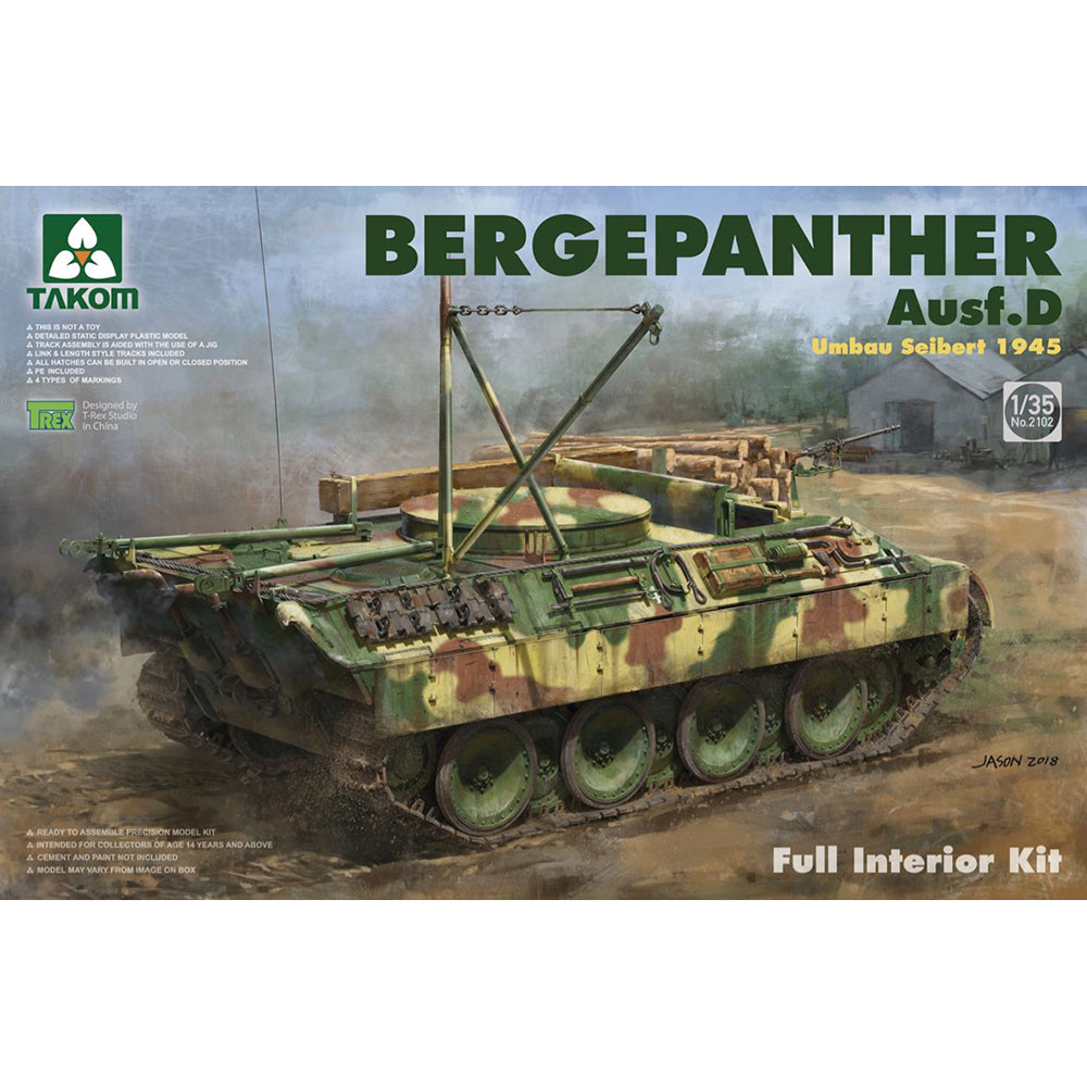 Takom 2102 Bergepanther Ausf D Umbau Seibert 1945 w/interior 1:35 Model Kit