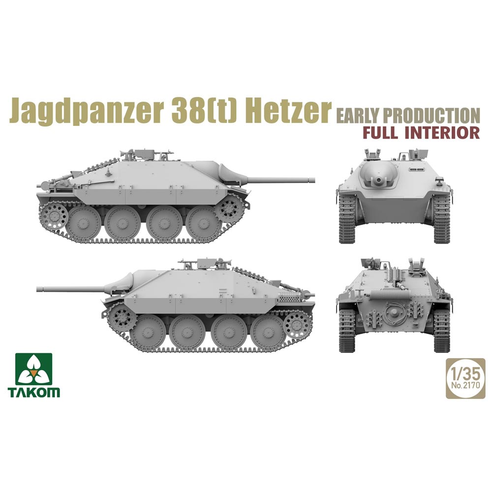 Takom 2170 WWII Jagdpanzer 38(t) Hetzer w/Interior Early Prod. 1:35 Model Kit