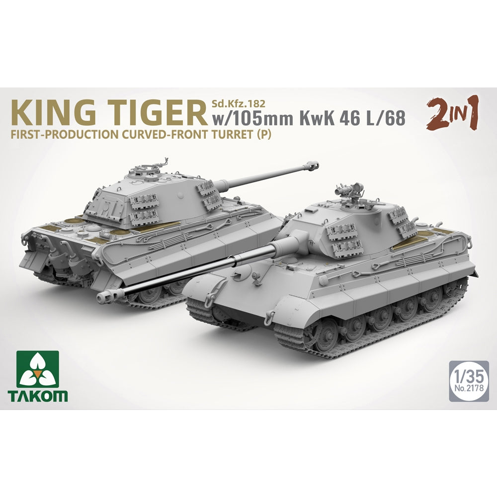 Takom 2178 German Heavy Tank SdKfz 182 King Tiger w/105mm KwK 46L/68 2-in-1 1:35 Model Kit