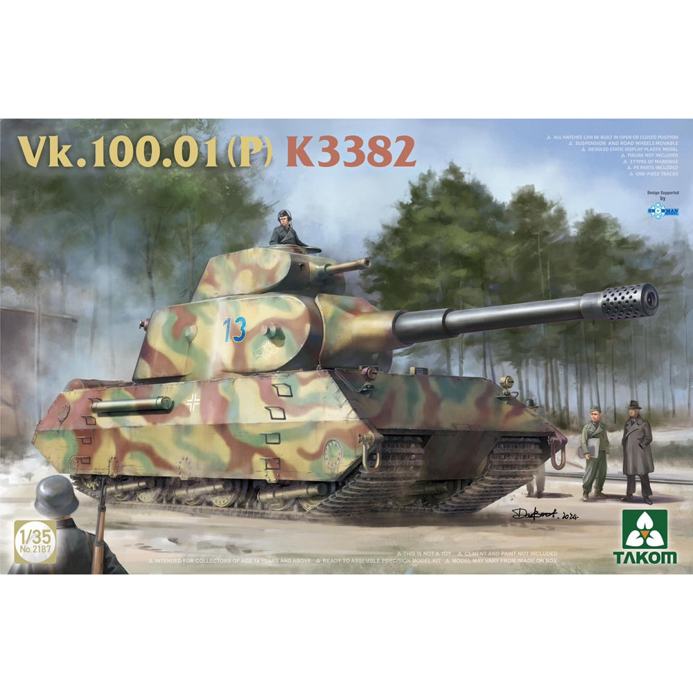 Takom 2187 German WWII VK 100.01(p) K3382 Concept Heavy Tank 1:35 Model Kit