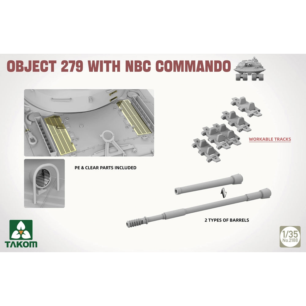 Takom 2188 Soviet Object 279 Concept Heavy Tank w/ NBC Commando 1:35 Model Kit