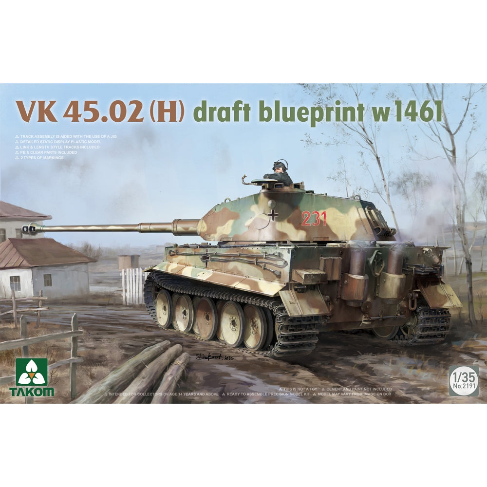 Takom 2191 WWII VK 45.02 Draft Blueprint w1461 Heavy Tank 3-in-1 1:35 Model Kit