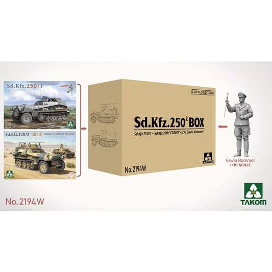 Takom 2194W German Sd.Kfz.250 Double Box (2 Half-Track w/Figure) 1:35 Model Kit