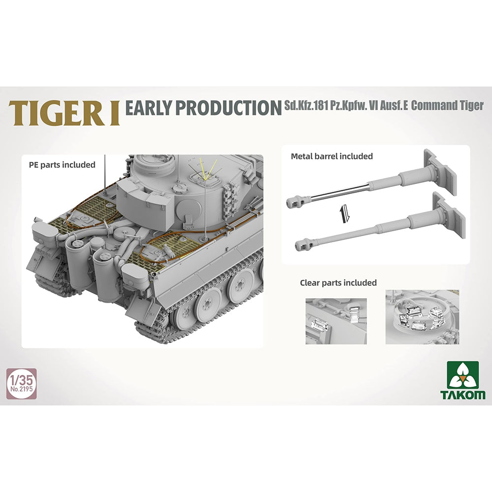 Takom 2195 Tiger I Early Prod. Command Tiger w/Wittman Figure 1:35 Model Kit