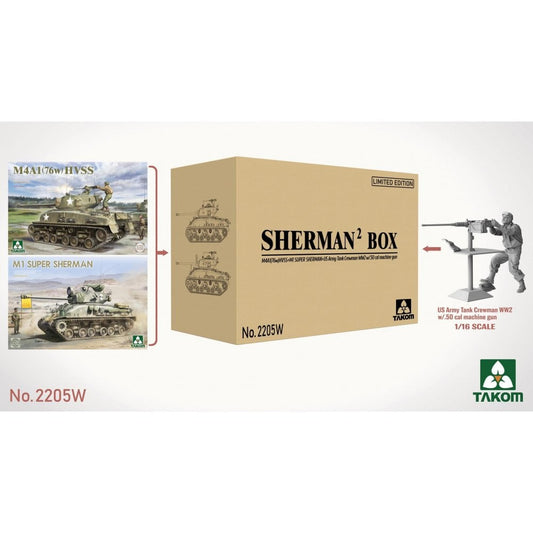 Takom Sherman Big Box M4A1 (76w) HVSS & M1 Super 1:35 Model Kit 2205W
