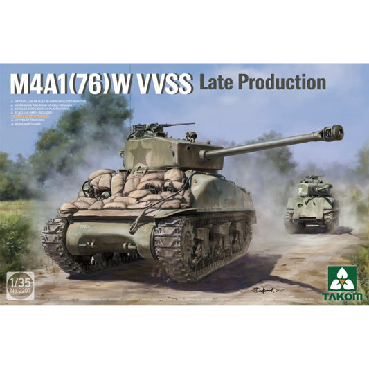 Takom 2207 M4A1 76(W) VVSS Late Production Sherman Tank 1:35 Model Kit