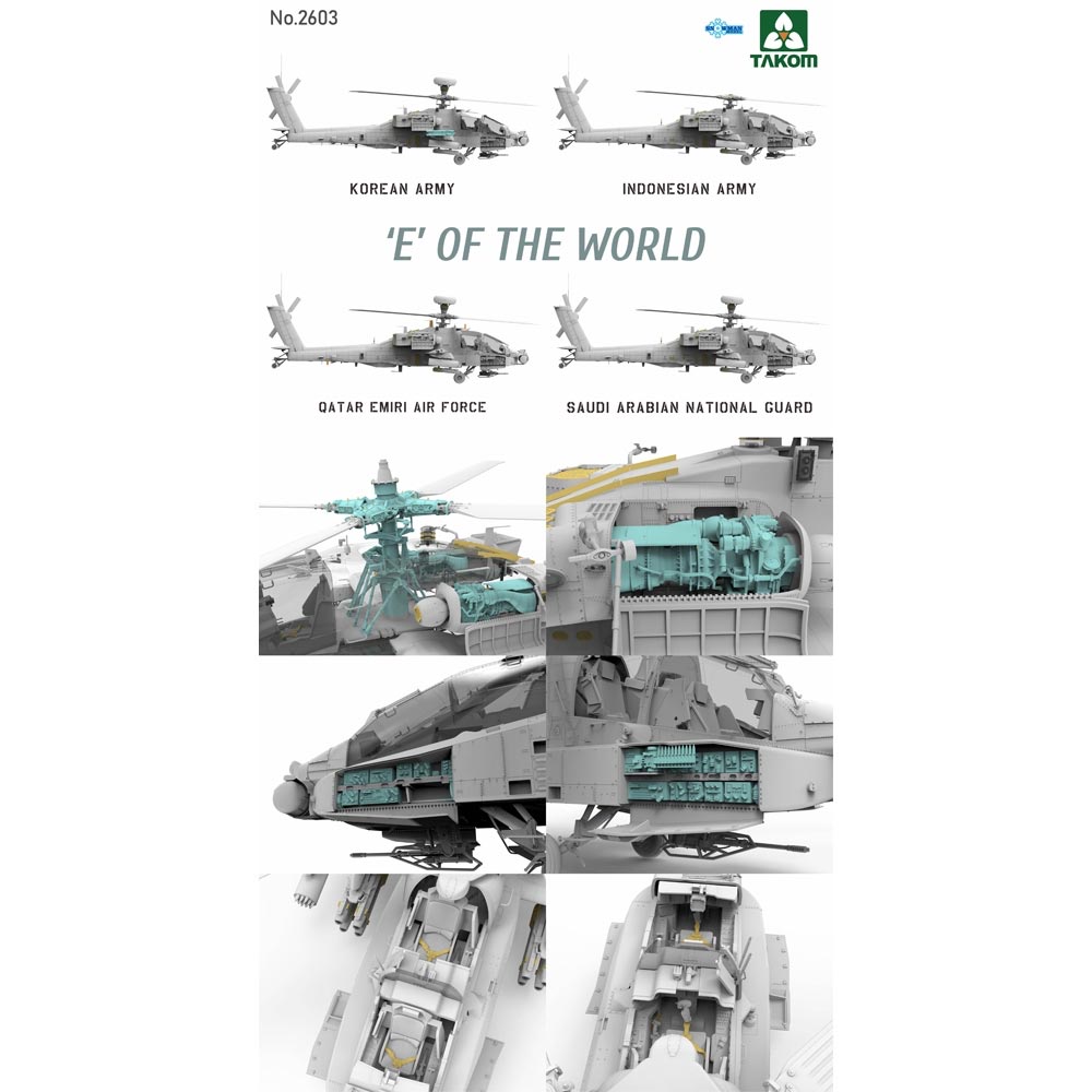 Takom E of the World AH-64E Attack Helicopter 1:35 Plastic Model Kit 2603