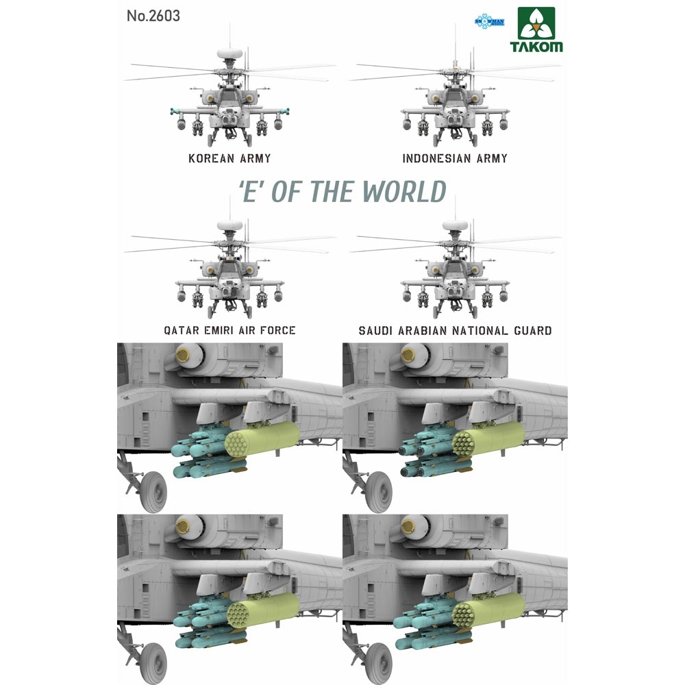 Takom E of the World AH-64E Attack Helicopter 1:35 Plastic Model Kit 2603