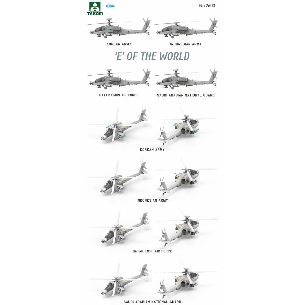 Takom E of the World AH-64E Attack Helicopter 1:35 Plastic Model Kit 2603