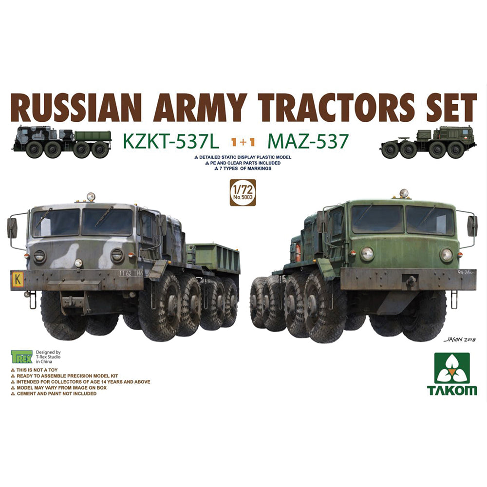 Takom 5003 Russian Army Tractors KZKT-537L & MAZ-537 1+1 1:72 Model Kit