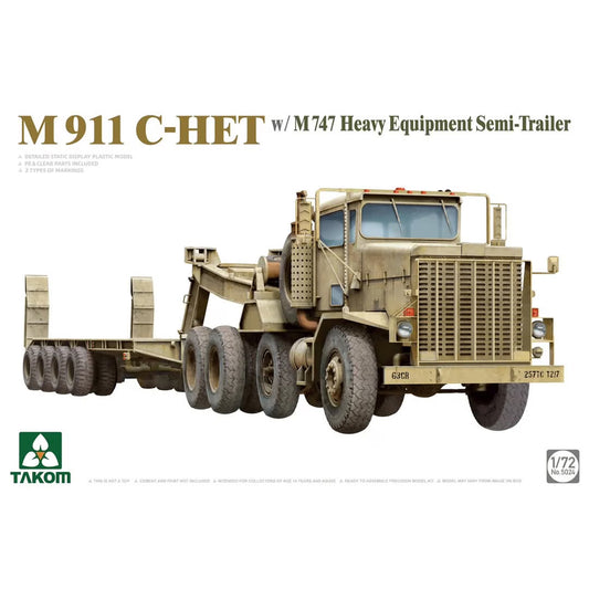 Takom 5024 M911 C-HET w/M747 Heavy Equipment Semi-Trailer 1:72 Model Kit