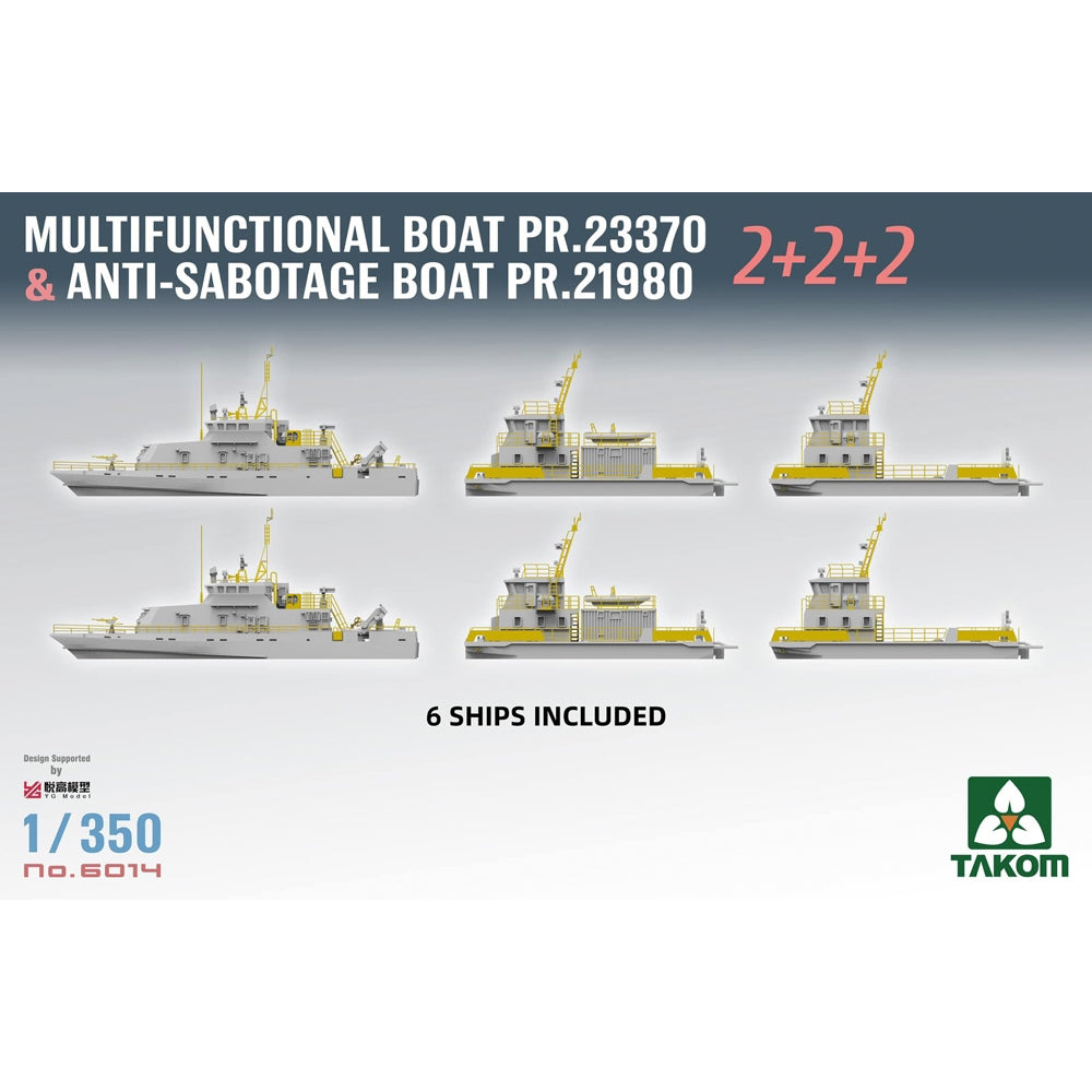 Takom 6014 Russian Boat Pr. 23370 & Boat Pr. 21980 2+2+2 1:350 Model Kit