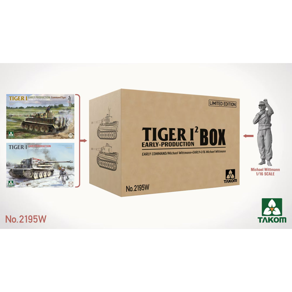 Takom 2195W Tiger I Early-Production Twin-Box w/Wittman Figure 1:35 Model Kits