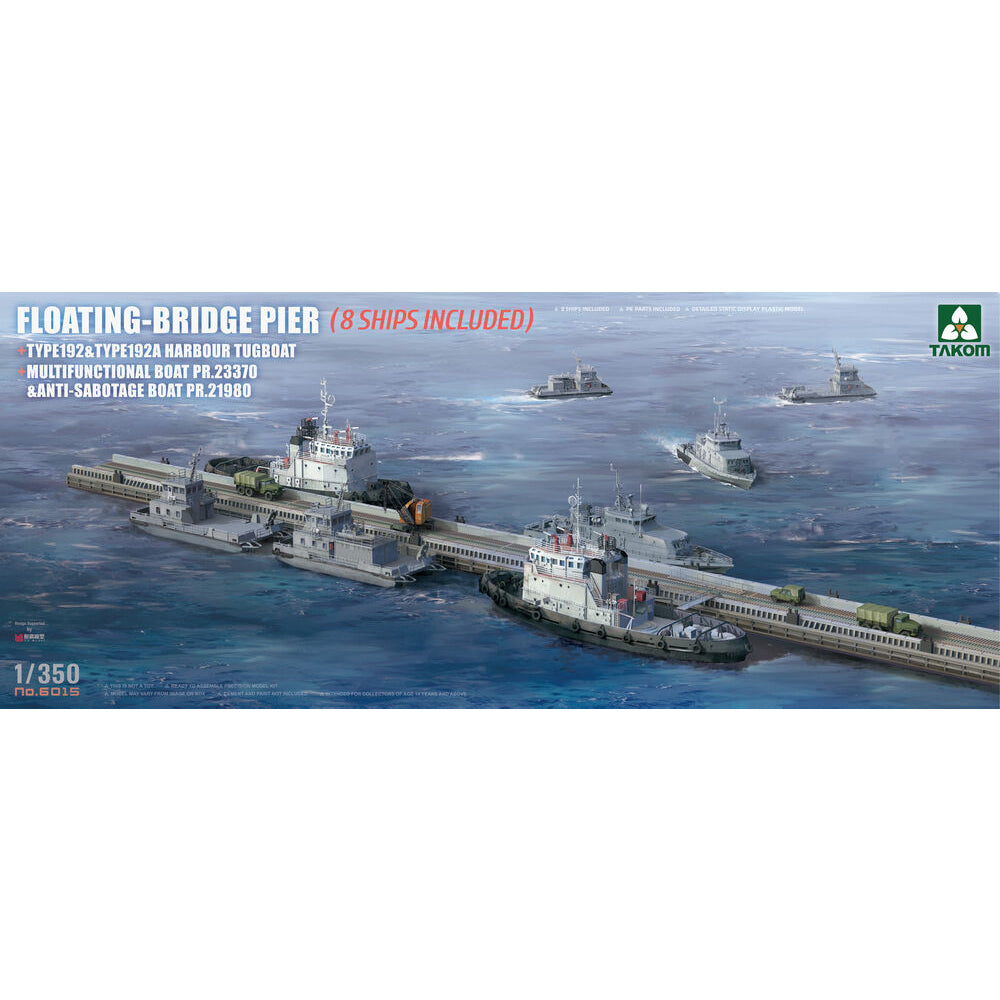 Takom 6015 Floating-Bridge Pier (8 Ships Included) 1:350 Model Kit