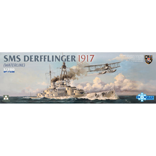 Takom SP7039 SMS Derfflinger 1917 (waterline) w/ 3D printed FF-33E floatplane 1:700 Model Kit