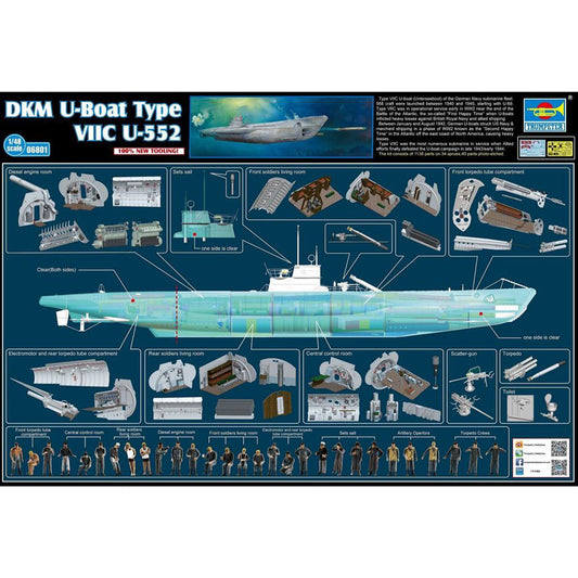 Trumpeter 6801 DKM U-Boot Type VIIC U-552 1:48 Model Kit