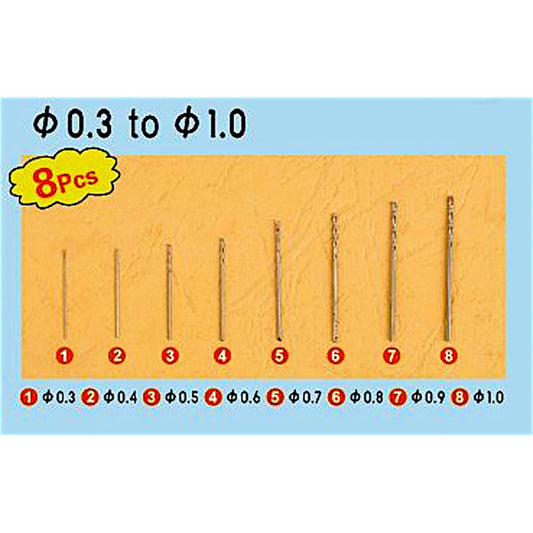 Trumpeter 9954 Drill Set 1 (8 pcs ø 0.3 to ø 1.0mm) Model Kit Tool