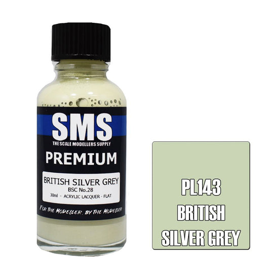 SMS PL143 Premium BRITISH SILVER GREY 30ml Acrylic Lacquer