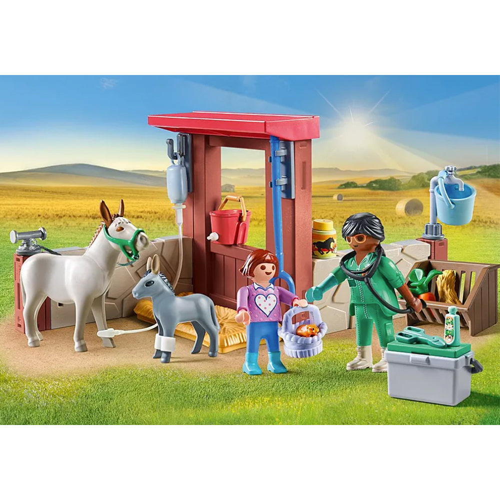 Playmobil Country 71471 Farmyard Vet w/Donkeys Starter Pack 55pcs Age 4-10