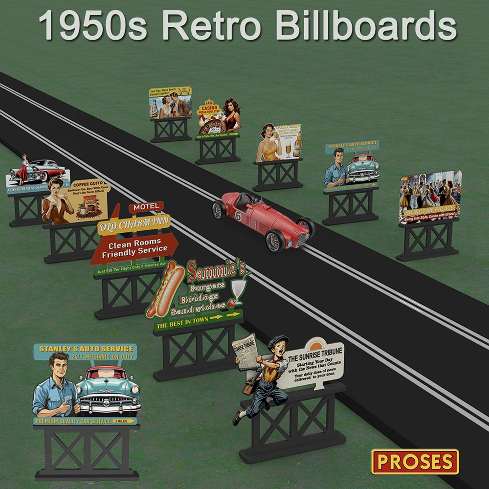 Proses PLS-061 O Scale Laser-Cut UV Printed 50s Billboards (10 in a set) 1:43