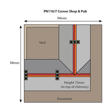 Metcalfe PN116 Corner Shop & Pub Red Brick Buildings N Gauge Kit